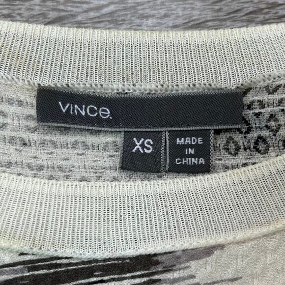 Vince Silk Sleeveless Midi Dress Black White Abstract Print Drawstring Waist XS - Picture 7 of 7